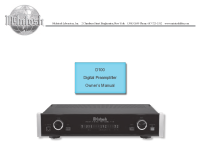 McIntosh D100 - Owners manual 